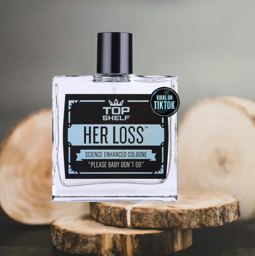 Her Loss Men’s Eau De Cologne Spray 3.3 Fl Oz, Modern Masculine Casual Fragrance Spray, Portable Glass Bottle Scent for Dating, Night Out and Social Gathering, Unique Fun-Idea Gift for Men