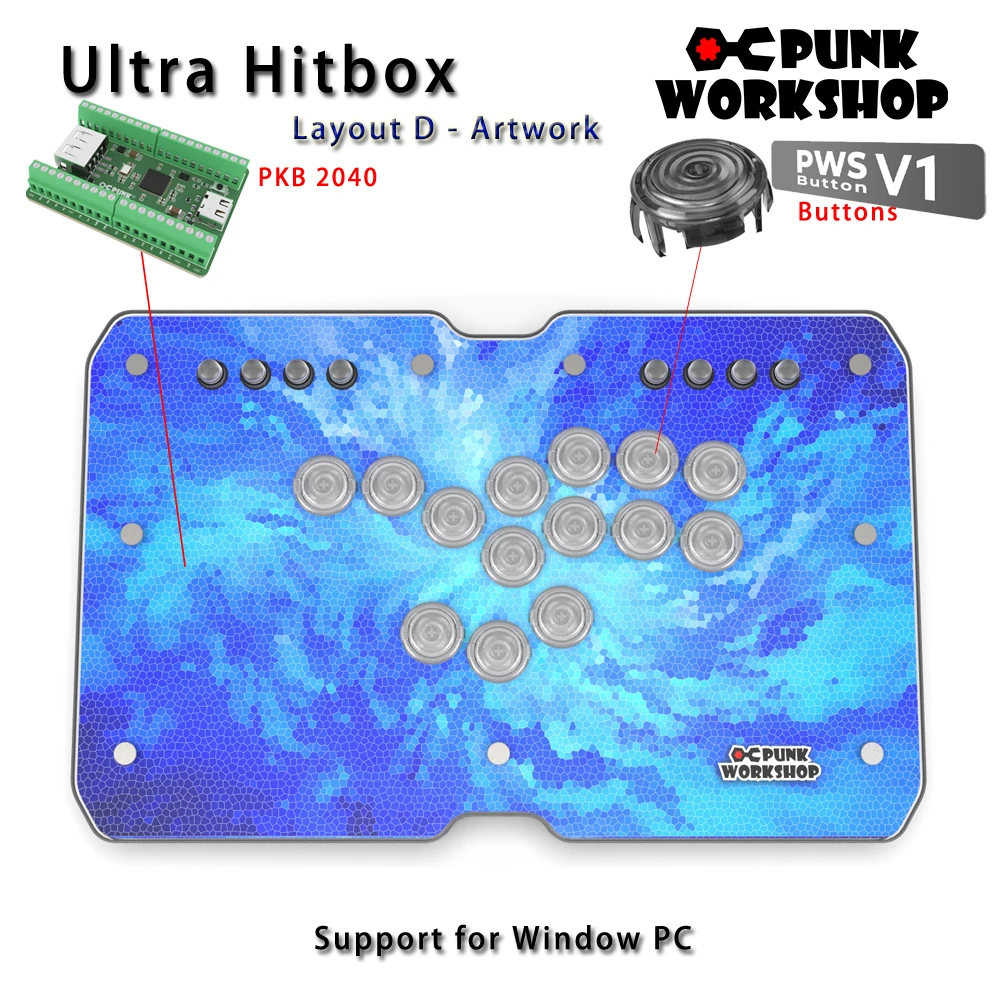 وحدة تحكم Punk Workshop ULTRA BOX بدون رافعة HitBox SOCD عصا القتال المدعومة للتبديل/الكمبيوتر الشخصي (ويندوز ® 11 / 10)