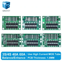 3S 4S 40A 60A Li-ion Lithium Battery Charger Protection Board 18650 BMS For Drill Motor 11.1V 12.6V/14.8V 16.8V Enhance Balance