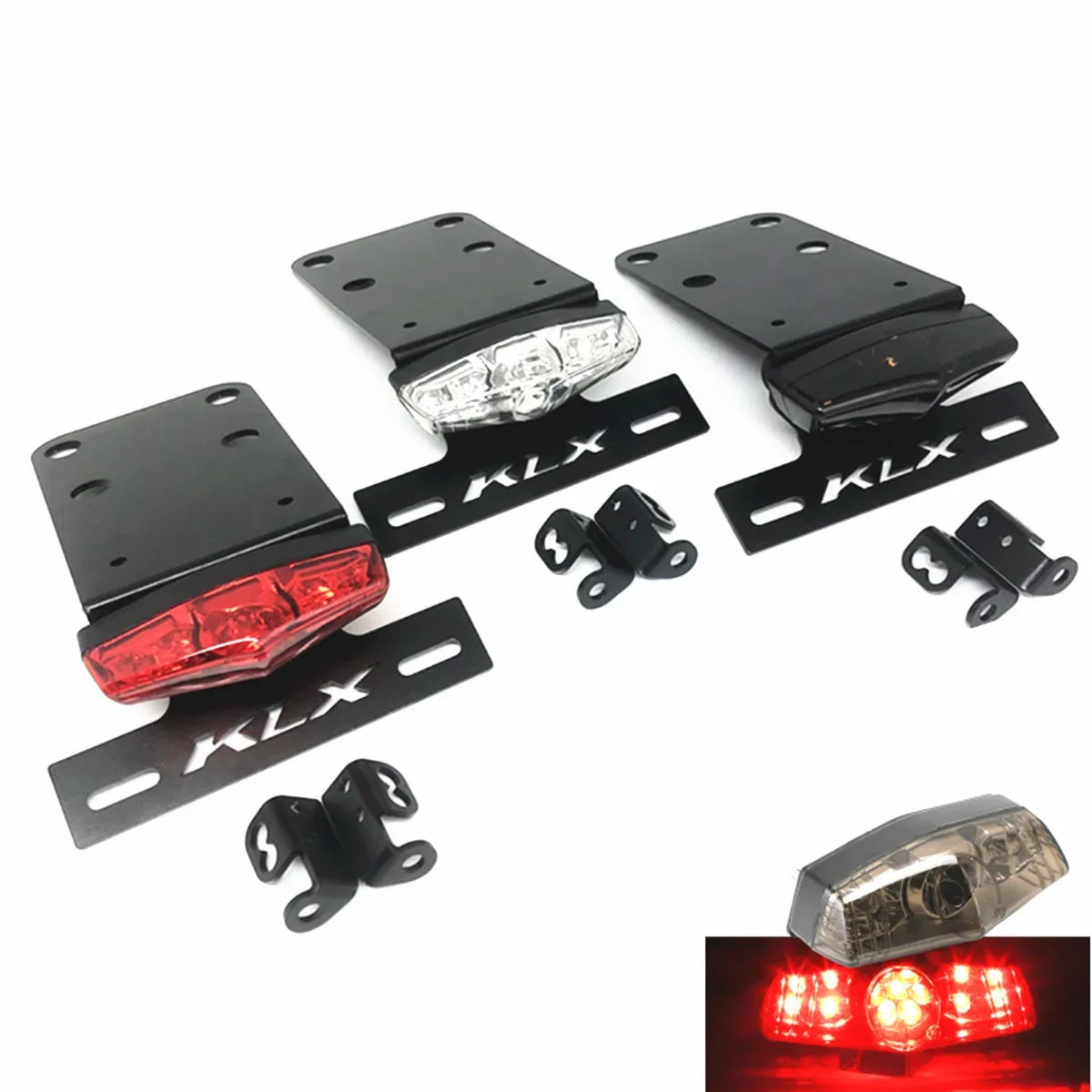 Para KAWASAKI KLX 250S KLX250SF soporte para matrícula trasera ordenada luz de freno LED