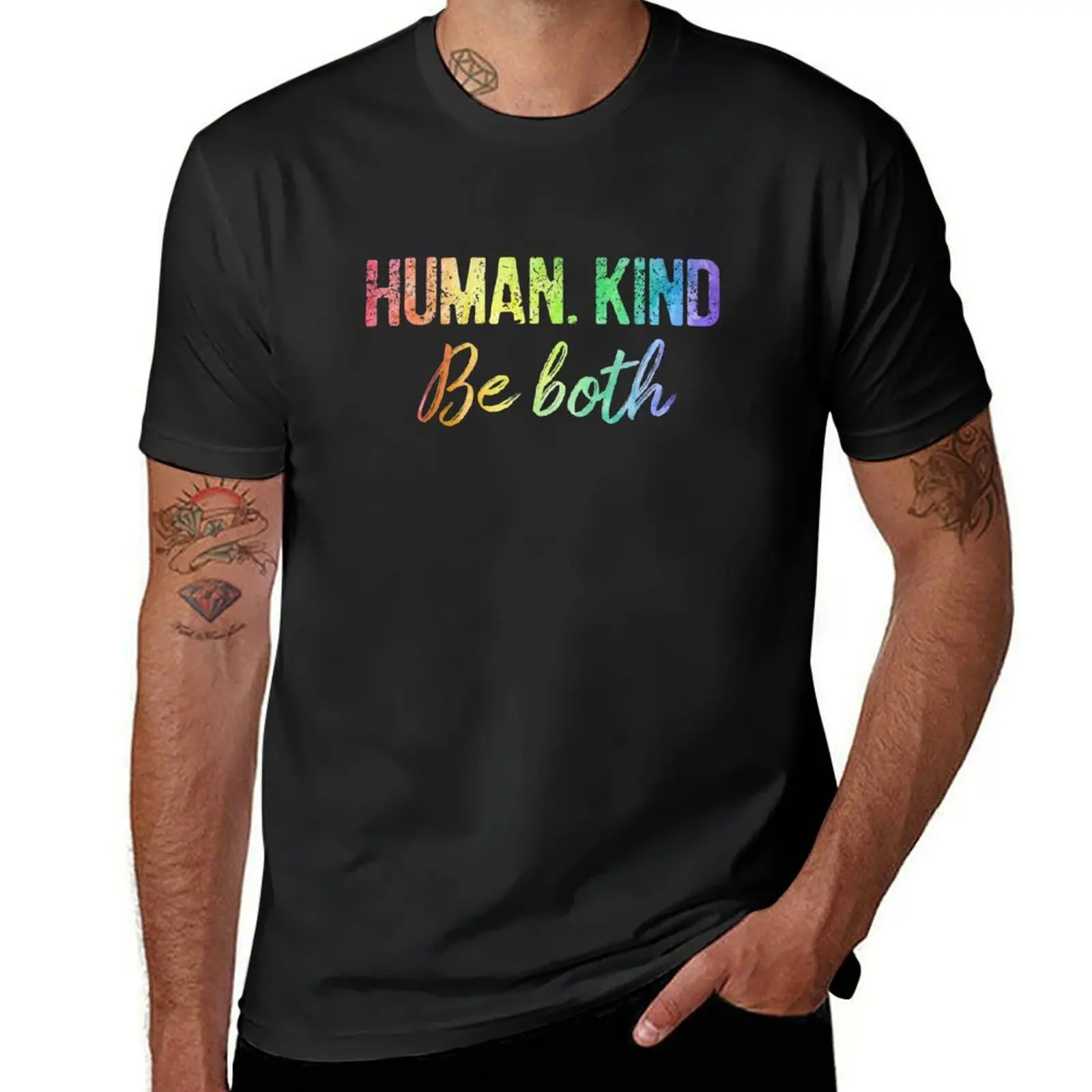 

Be Human, Be Kind Watercolor T-Shirt Short sleeve tee customizeds plain t shirts men