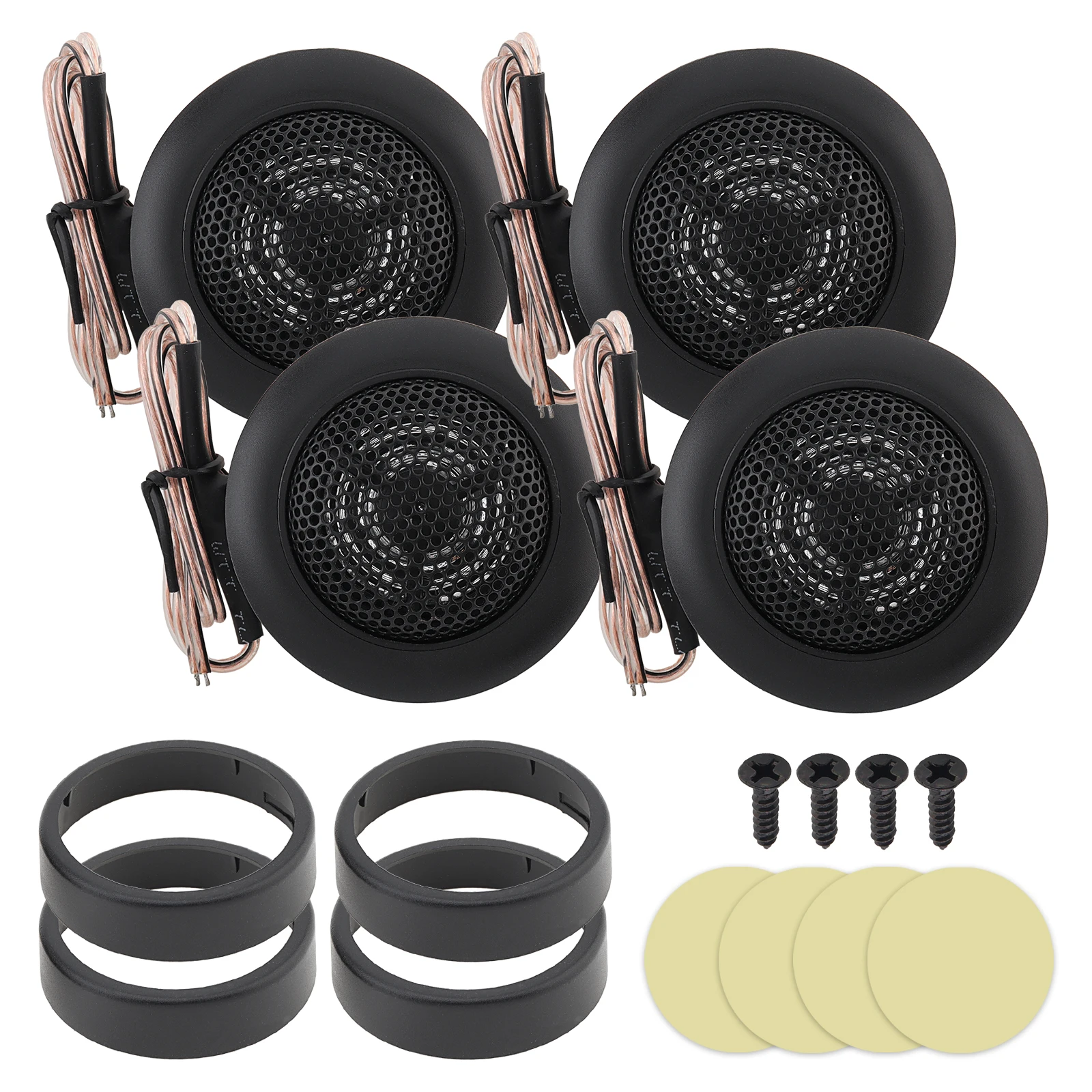 4pcs 800W 25mm Dome Tweeter Speaker High Frequency Universal Tweeters for Car Audio System with Spare Casing