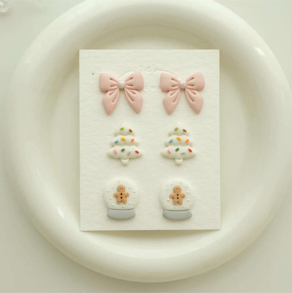 Kerstthema Polymeer Klei Cutter Boom/Ster/Boog/Kristallen Bol Vorm Snijden Sterven Oorbel Sieraden Hanger Maken Mallen Gereedschap