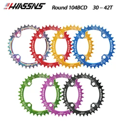 HASSNS 104BCD MTB Chainring 라운드 타원형 산악 자전거 좁은 와이드 치아 Chainwheel 자전거 로터 Crankset 30/32/34/36/38/40/42T