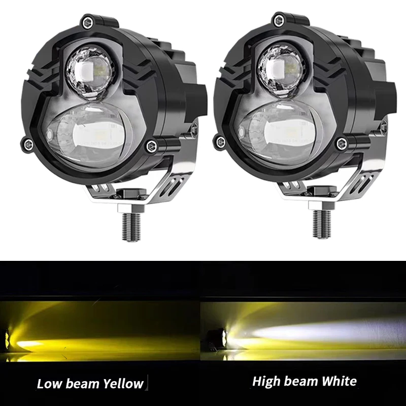 Motorcycle Fog Light High Beam White 60W 24000Lm Yellow For Car LED Auxiliary Fog Driving Light Assembly