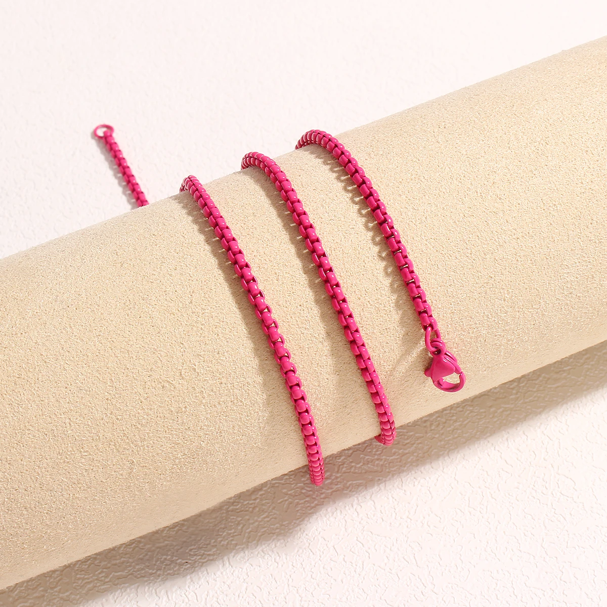 Edelstahl Boho Candy Farbe Halskette Kette DIY Basic Frauen Mädchen 3mm Halsband Link Grün/Rosa Box Ketten schmuck Zubehör – Detail 15