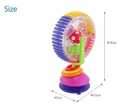 Baby Rotating Ferris Wheel Rattle with Suction Cup Early Development Rattle Toy Funny Feeding Plaything for Babies and Toddlers