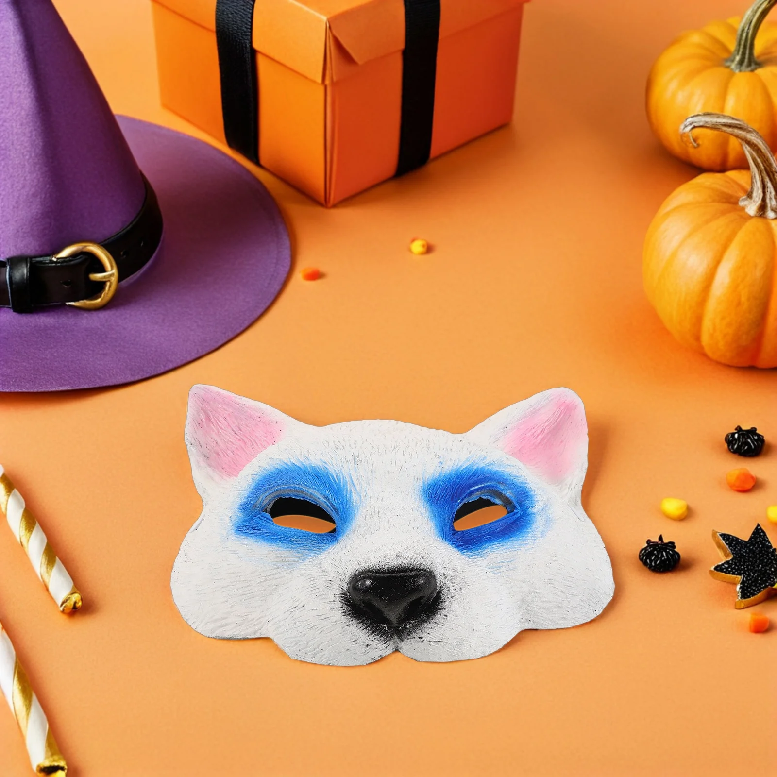 

Cat Halloween Mask Half Face Animal Masquerade Mask Cosplay Party Dress Up Realistic Unique Novelty Costume Realistic Cat Face