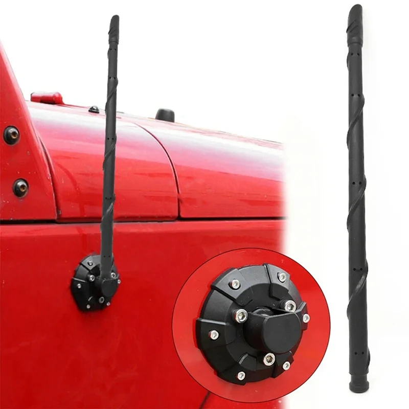 For Jeep Wrangler TJ JK JL JT Rubicon Sahara Sport Antenna Base + Flexible Spiral Antenna AM FM Aerial Replacement