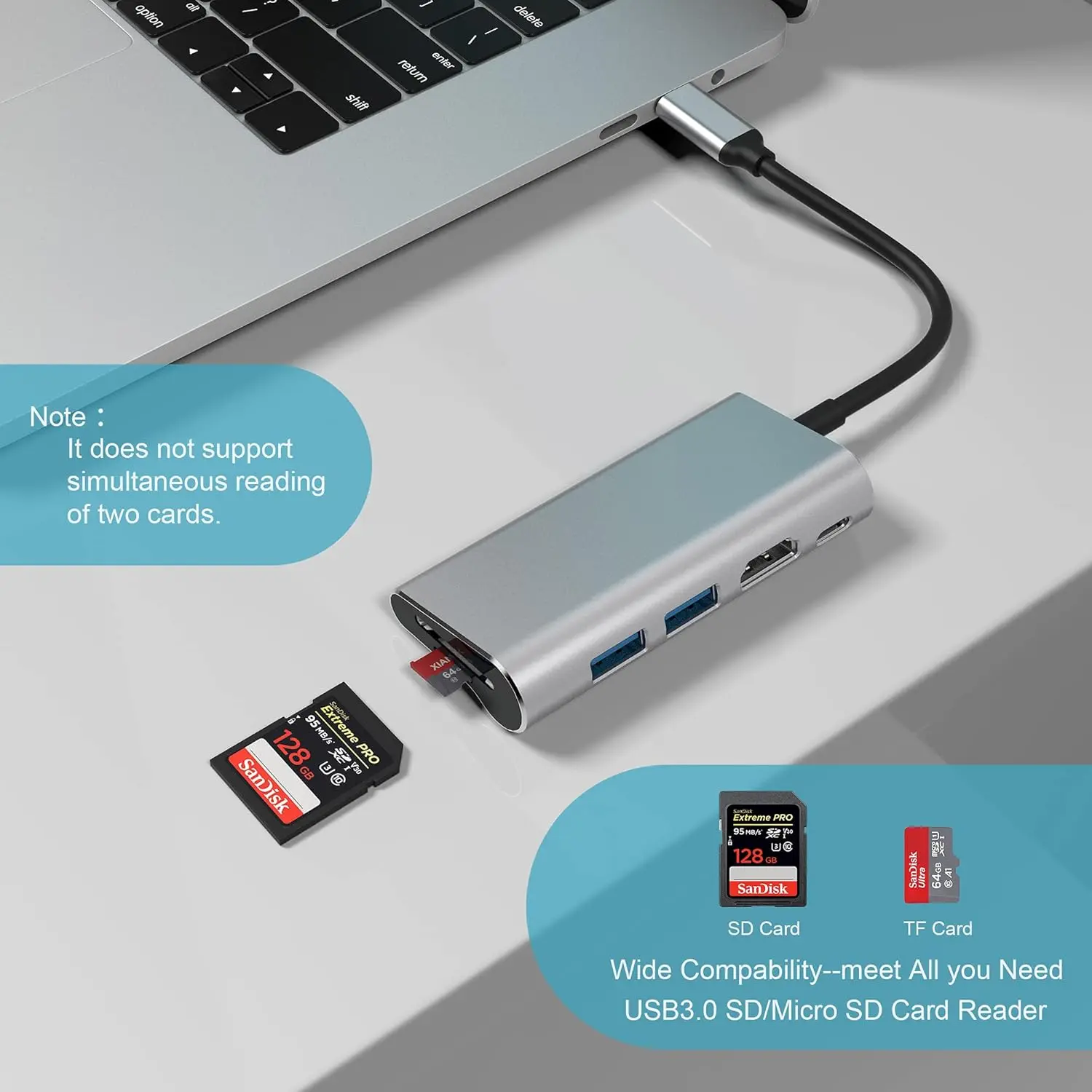 Type C USB 3.0 HUB to Multi 4K HDMI-compatible Adapter Dock for 60W PD SD/TF Micro SD Card reader MacBook Pro