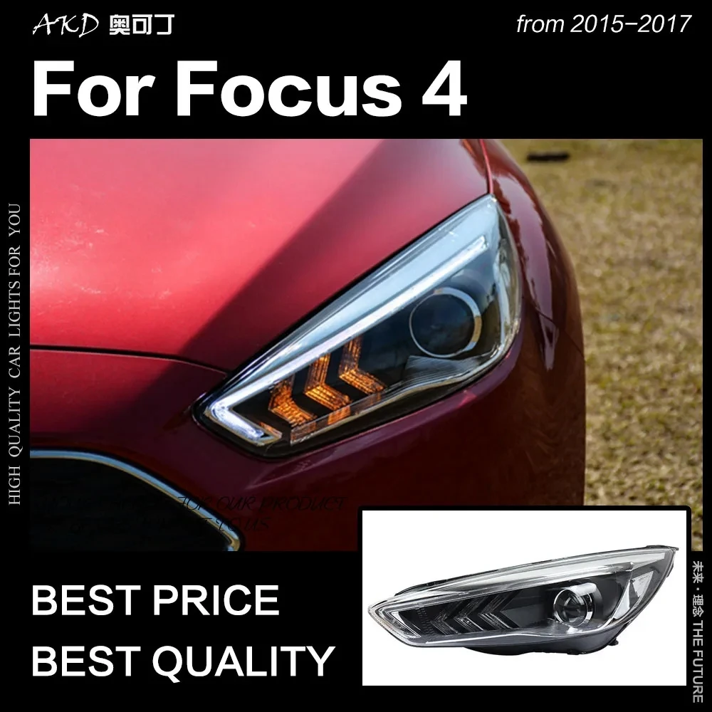 AKD Front Lamp for Ford Focus Headlight 2015-2017 New Focus LED DRL D2H Hid Head Lamp Angel Eye Bi Xenon Beam Auto Accessories