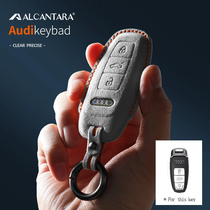 Alcantara Car Remote Key Case Cover Fob Shell For Audi Q8 RSQ8 A6 C8 S6 RS6 A7 S7 RS7 A3 8Y A8 D5 4N RS E-tron GT Q4 Q7 4M