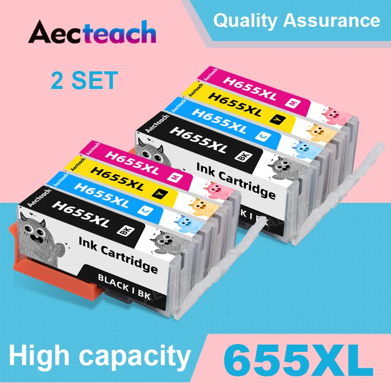 Aecteach 655XL New Ink Cartridge For HP655 655 XL Compatible For HP Deskjet Ink Advantage 3525 5525 4615 4625 4525 6520 6525