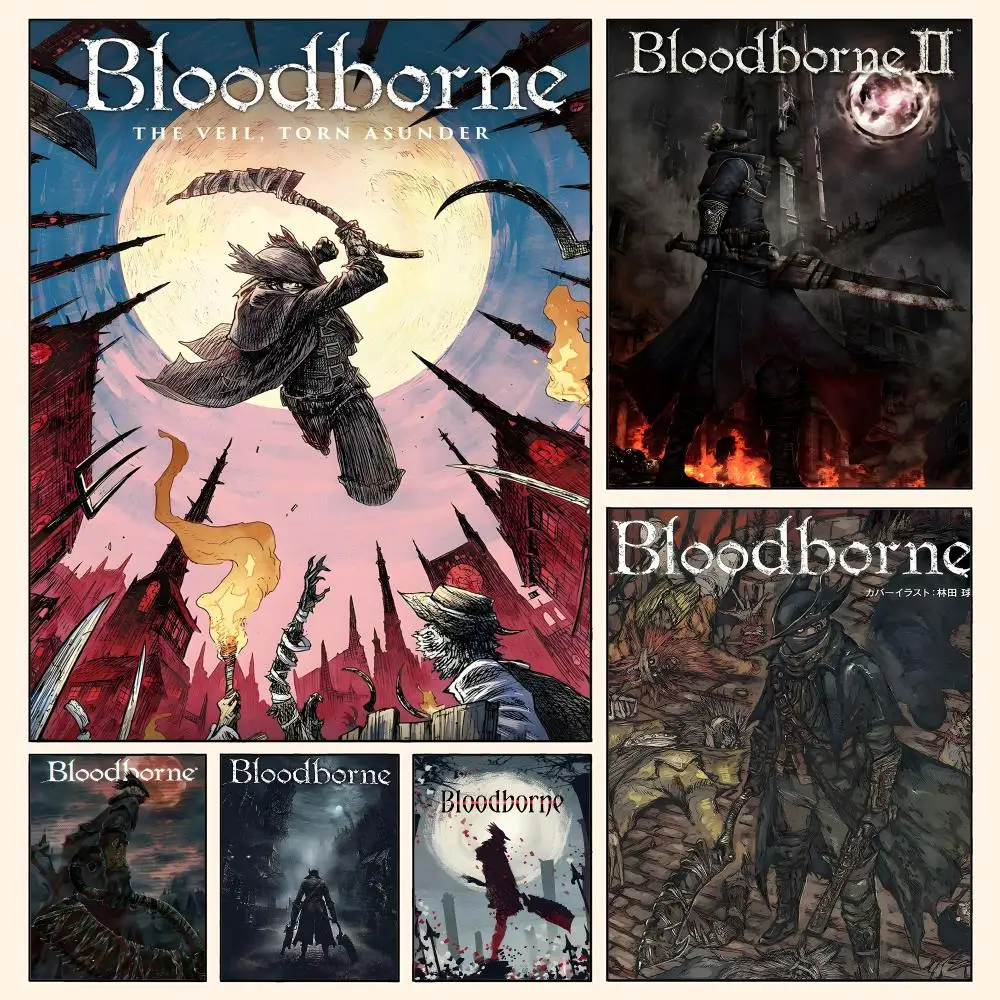 Bloodborne Game Poster Waterproof HD Modern Peel And Stick Wall Decor Living Room Dorm Garage
