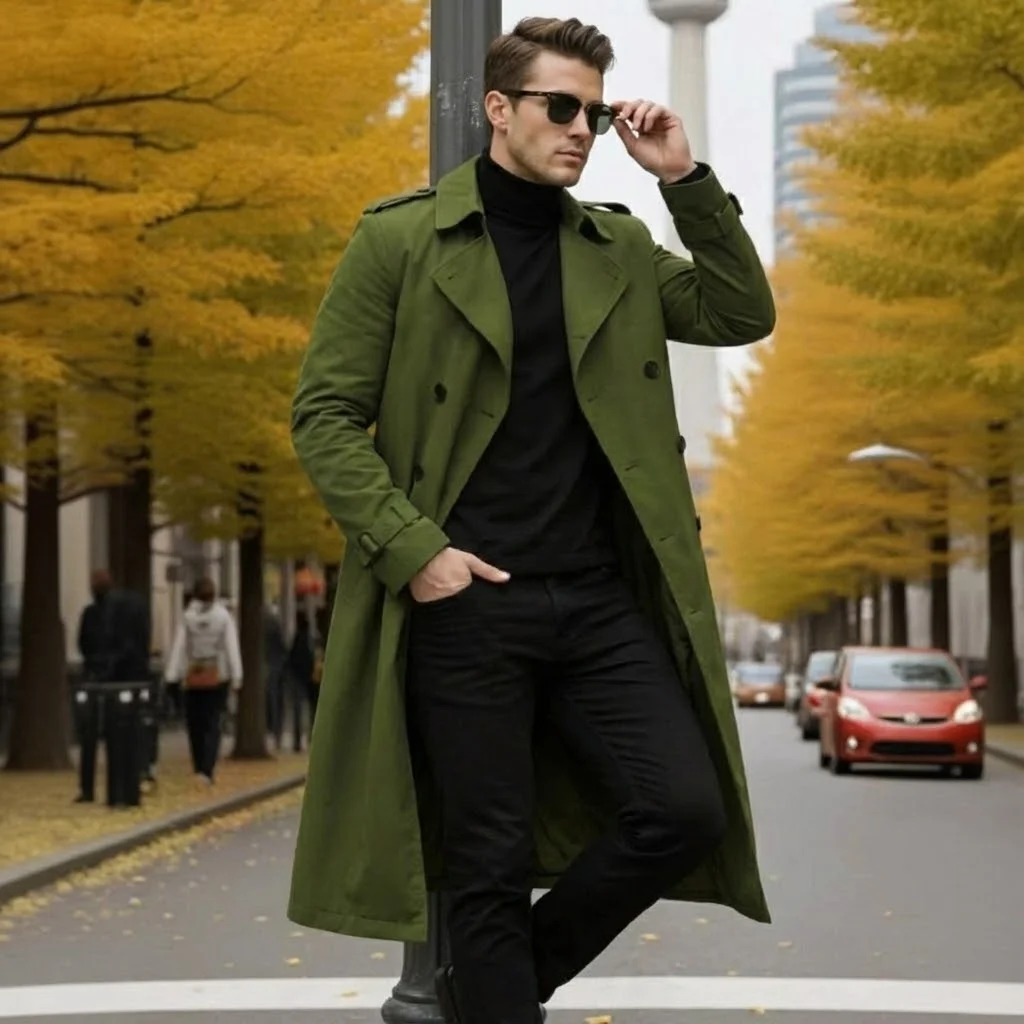 Zweireihiger warmer langer Mantel für Herren, gefütterte Winterjacke, Business-Casual, winddichter Outdoor-Mantel