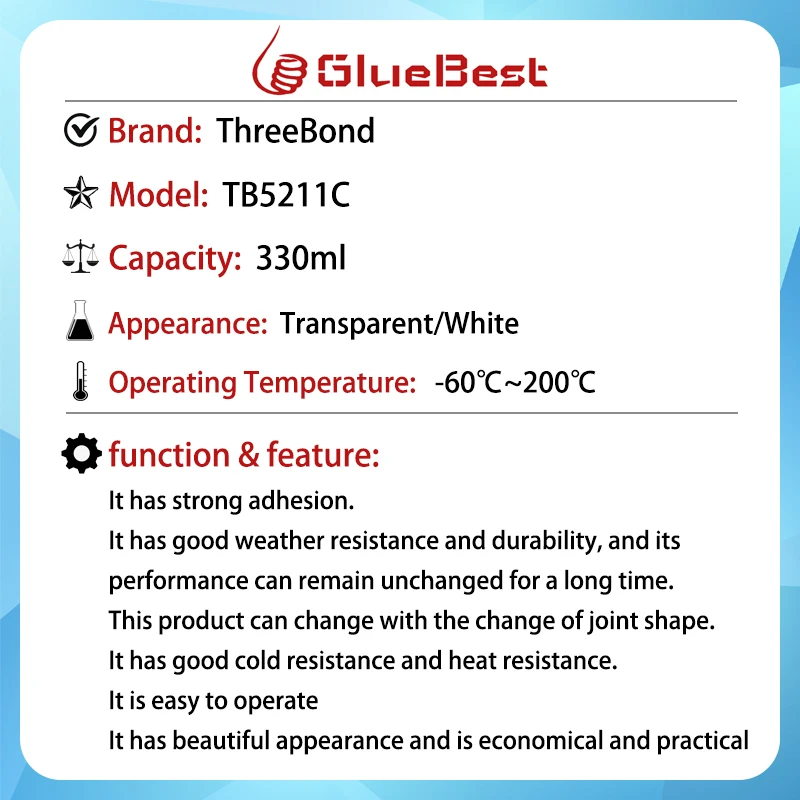 ThreeBond TB5211C Transparent white durable civil engineering construction silicone sealant TB-5211-C Original Product