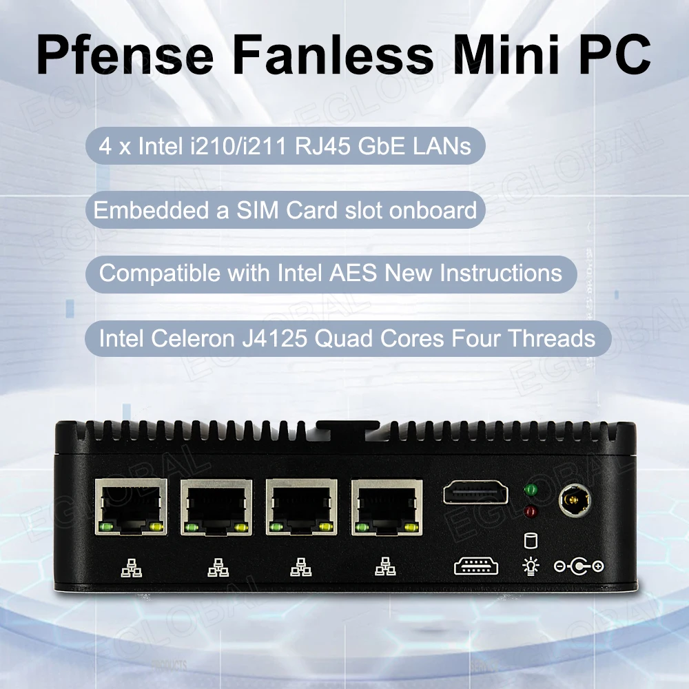 Eglobal 12. Generation n100 Mini-PC pfsense Firewall-Router 4xintel i226 2,5g lan nvme industrielle lüfter lose Mini-PC opnsense pve esxi PC