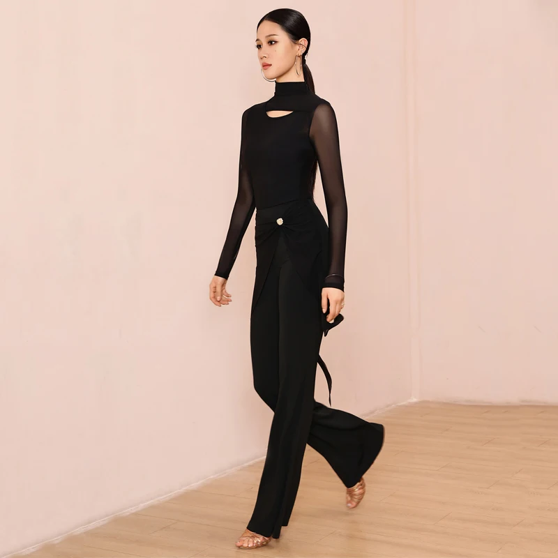 المرأة قاعة الرقص المنافسة السراويل الكبار الأسود اللاتينية الرقص تكدرت السراويل الإناث الفالس ملابس الرقص الحديثة DW11105 #4