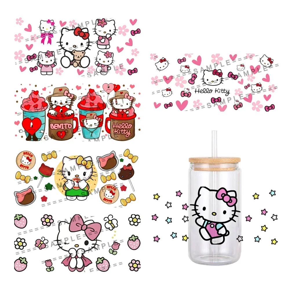 11x24cm Mini Japanese Cat Cartoon Sanrio UV DTF Transfer Sticker Waterproof Hello Kitty For DIY Glass Wrap