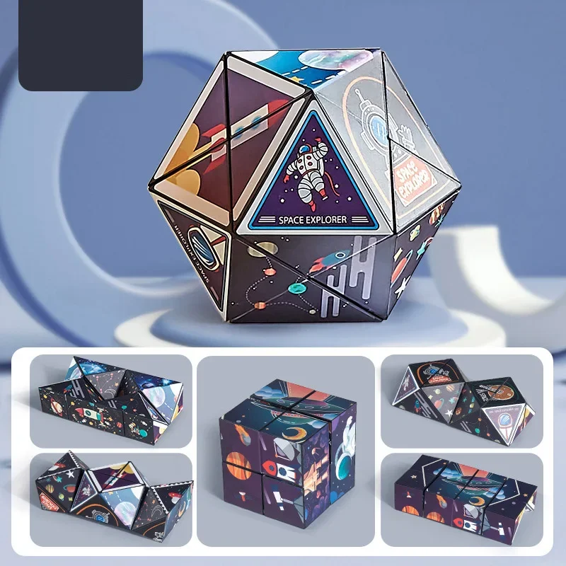 3D Changeable Magic Cube Puzzle Fidget Toys Variety Geometric Shape Antistress Cube Kids Hand Flip Puzzle Game Stress Relief Toy