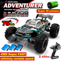 NEW 1:16 4WD RC Car 70KM/H With Led Lights 2.4G Remote Control Off-Road Cars 3Battery 2Batteny High Speed Brushless Children Toy