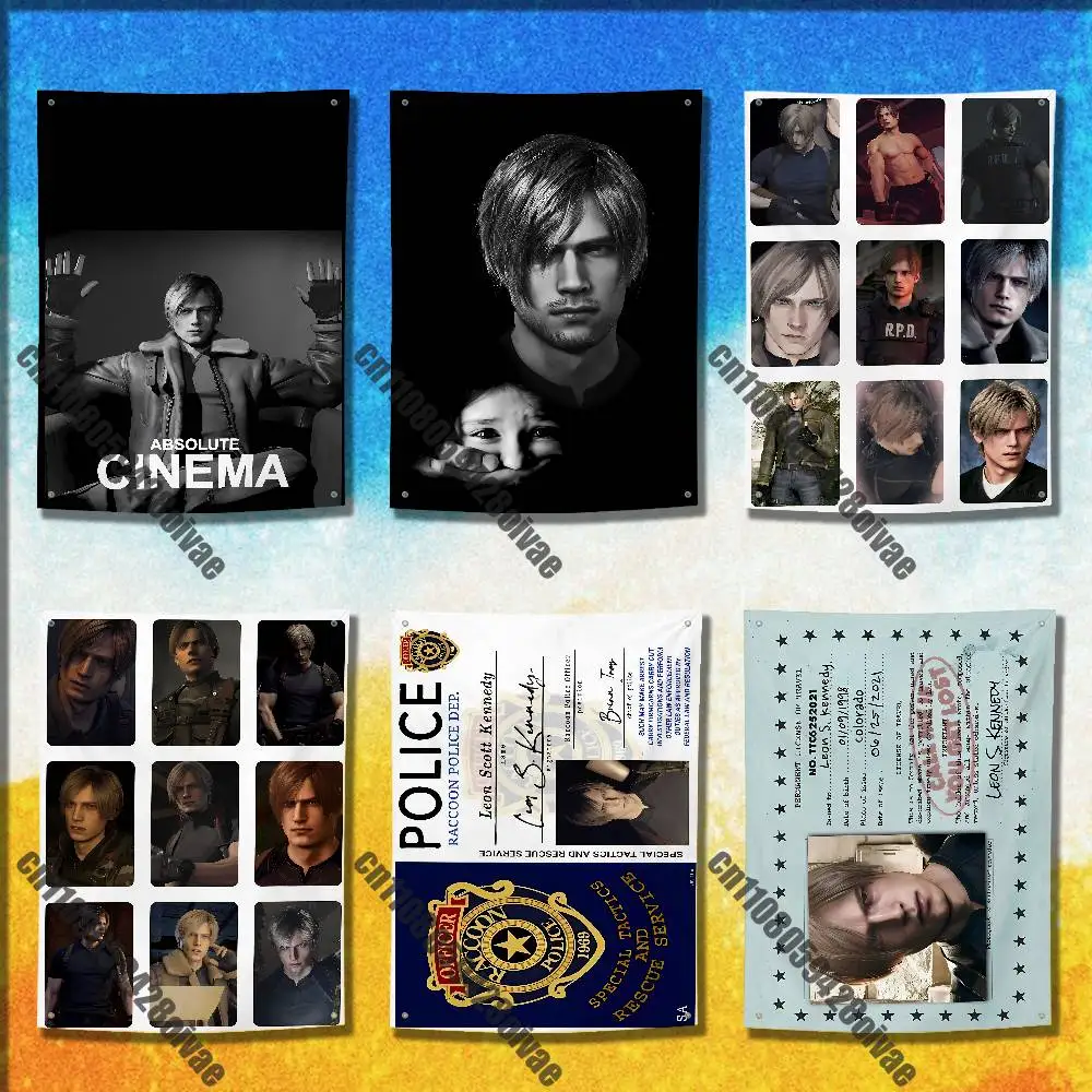 

R-Resident E-Evil Leon Kennedy Flag For 50*70cm 60*90cm 80*120cm 100*150cm 150*200cm Camp Wall Banner Tapestry Cover
