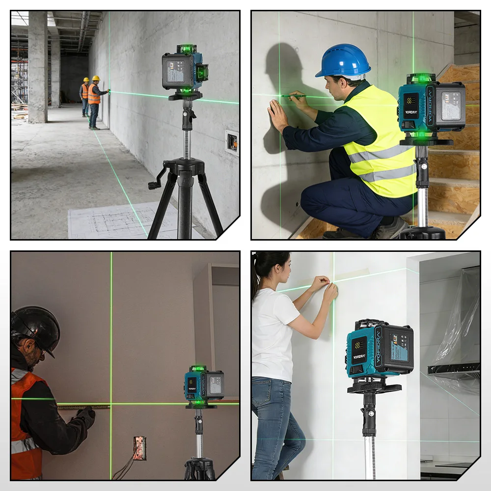 YOFIDRA 16-Linien 4D-Laser-Nivelliergerät, drehbar, wiederaufladbar, 360° automatische grüne Nivellierung, mit APP-Fernbedienung – Detail 14