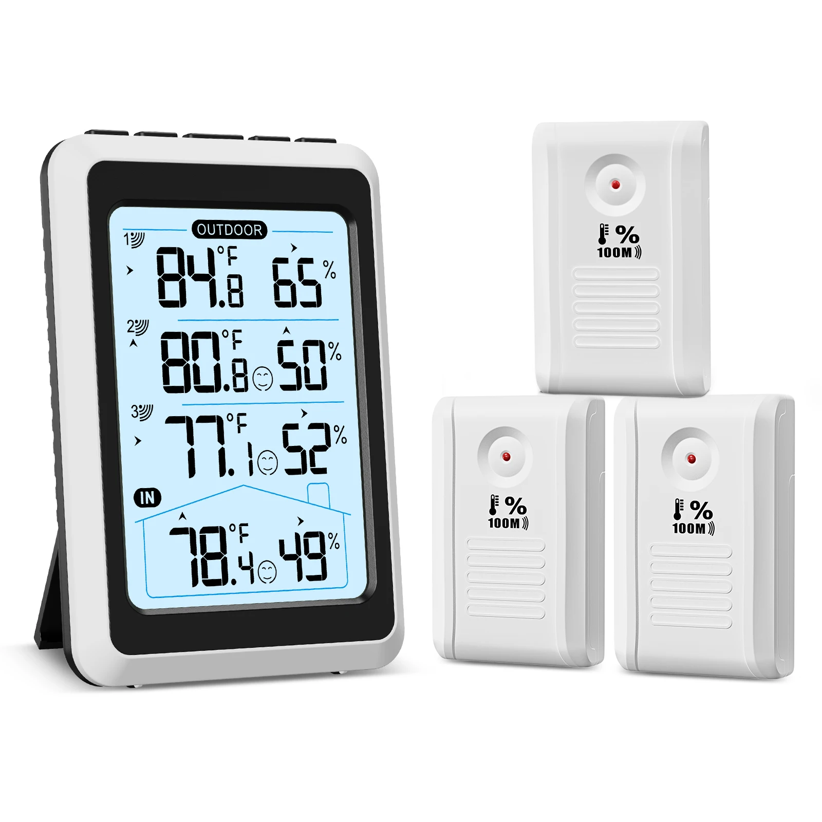 

ORIA Indoor Thermometer Digital Hygrometer Wireless Temperature and Humidity Gauge Monitor with 3 Sensor for Home Office Bedroom