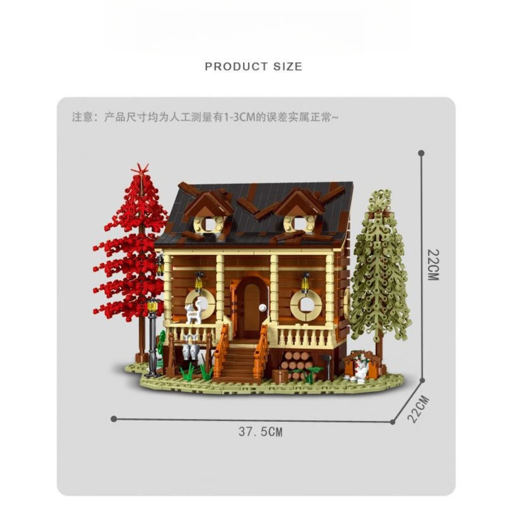 MOC Forest Cabin Cozy Cottage Wood House Building Blocks Set Tree Hut Wtih Light Toys For Children Birthday Holiday Special Gift