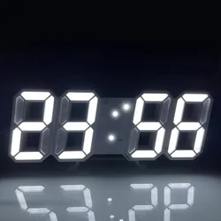 3D LED Digital Clock Wall Deco Glowing Night Mode Adjustable Electronic Table Clock Wall Clock Decoration Living Room LED Clock