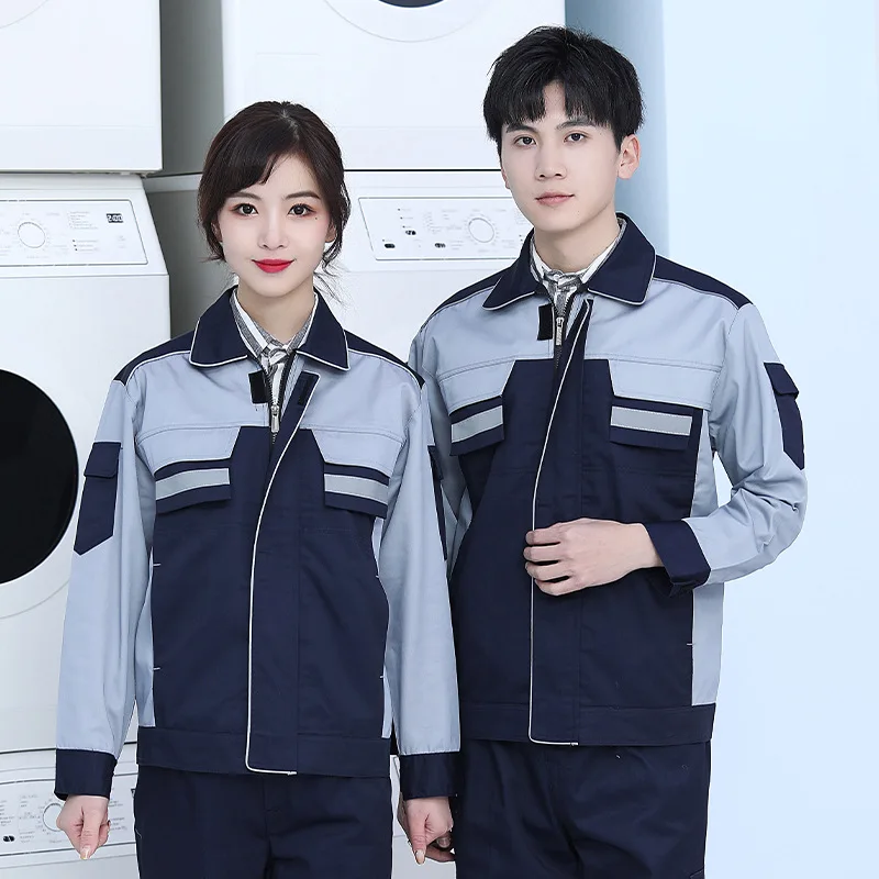 男性用安全作業服 反射ストライプ付き 工場作業用つなぎ服 耐摩耗性 機械溶接 道路作業員ユニフォーム