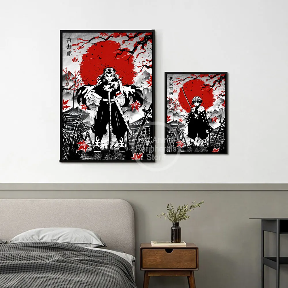 Demon Slayer Anime Figures Tanjirou Inosuke Canvas Poster for Wall Prints Art Wash Painting Room Decorative Picture Mural Gifts