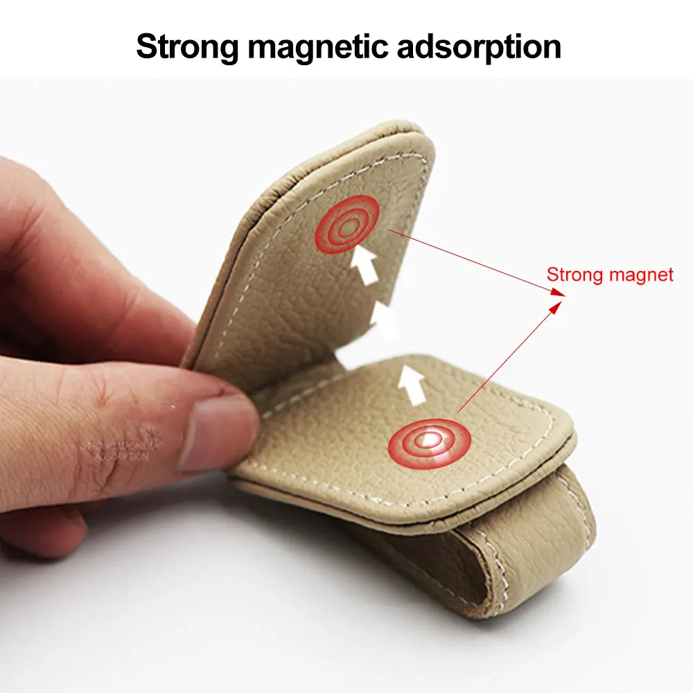 Occhiali multifunzione per visiera parasole per auto Clip per occhiali da vista in pelle Clip per occhiali da sole magnetici gancio per accessori interni universali