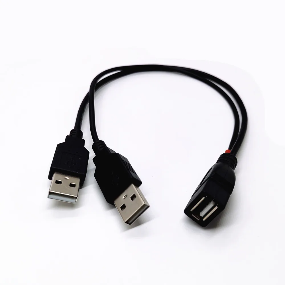 New USB 2.0 A Male to USB Female 2 Double Dual Power Supply USB Female Splitter Extension Cable HUB Charge for Printers