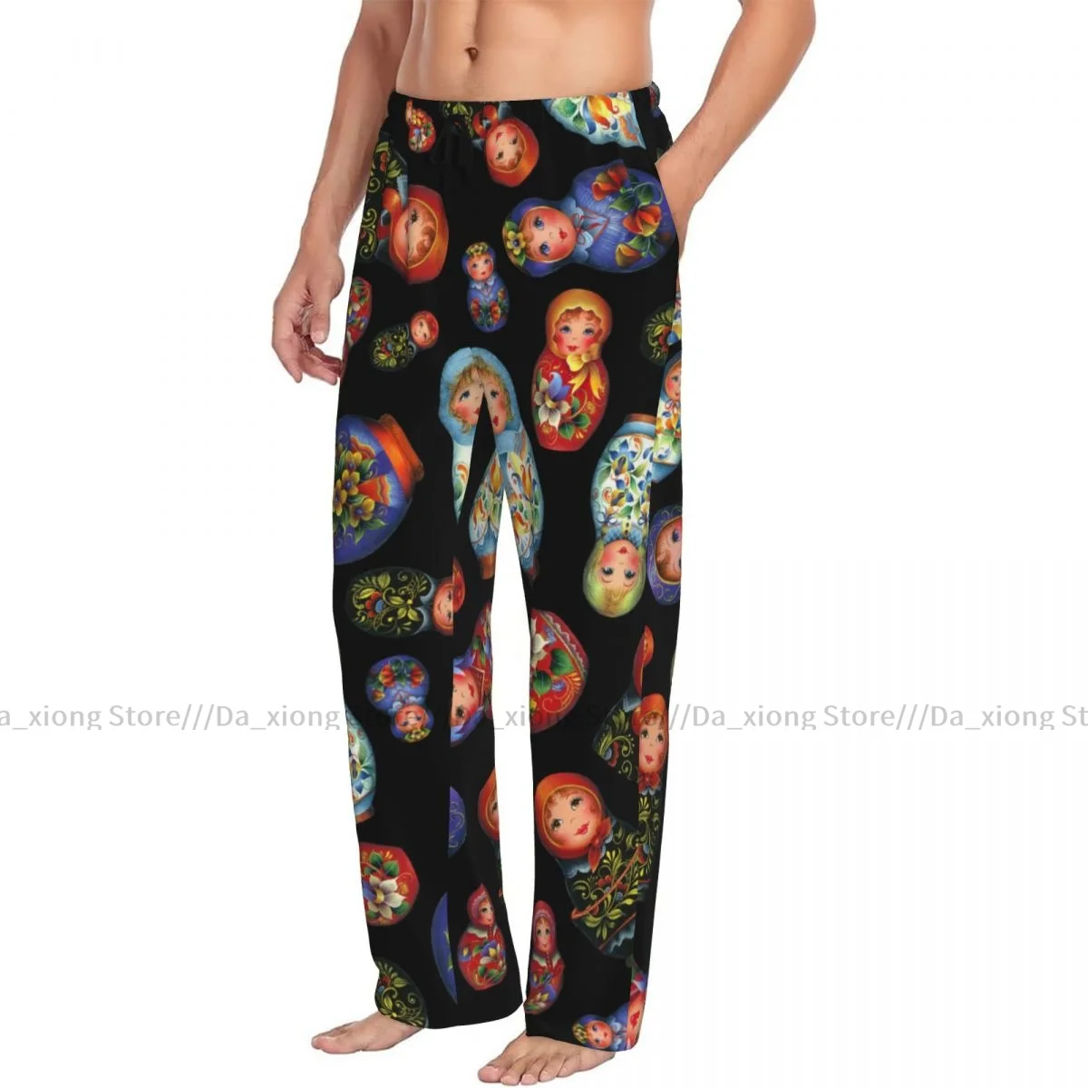 Pantalones de pijama informales para hombre, ropa de dormir cómoda, holgada, con patrón de Matryoshka rusa