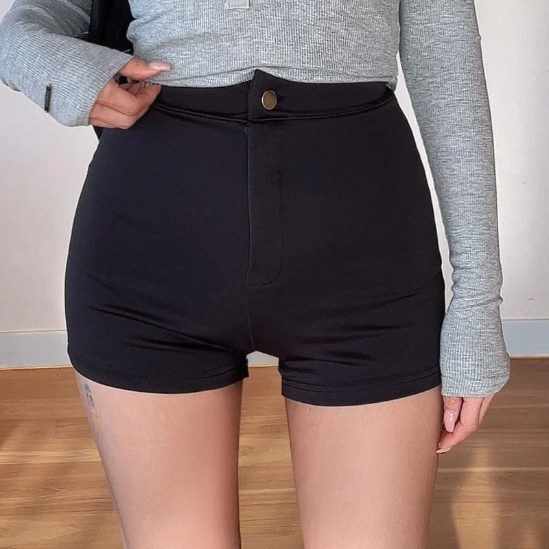 Handmade High Waist Elastic Sexy Slimming Black Casual Shorts for Women 51STUDIO MX190 Trendy Style Comfortable Autumn Wear