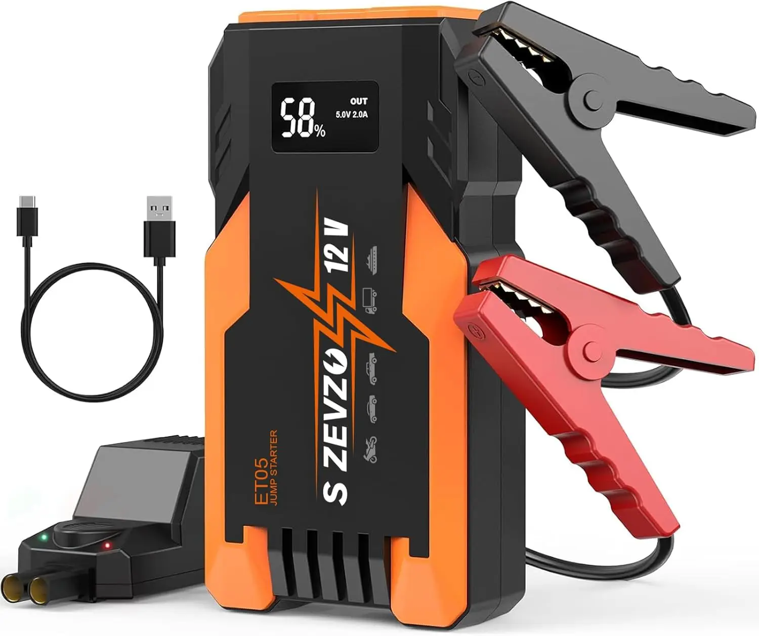 

ET05 3000A Jump Starter 12V Battery Pack with USB, LCD Display, 3-Mode Flashlight