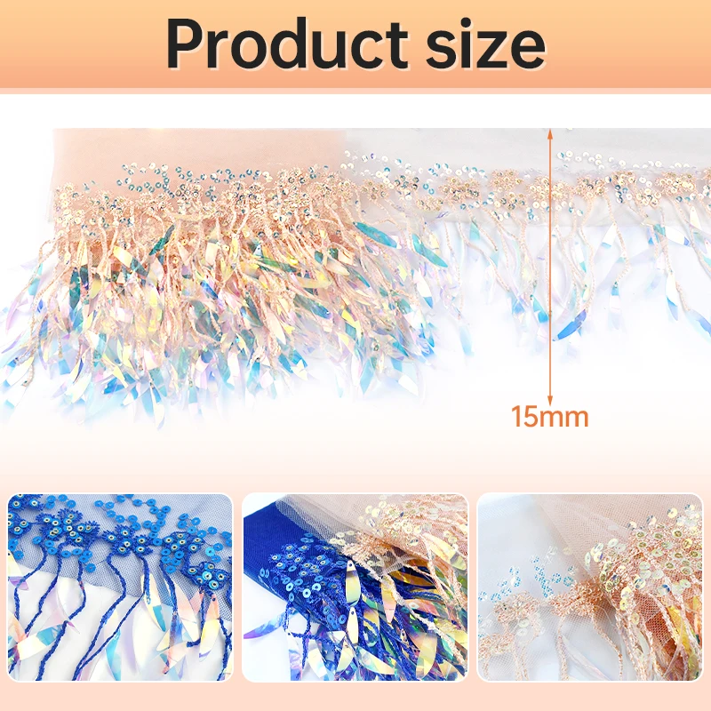 

5-20Y Wholesale 15cm Sequin Fringe Tassels for Latin Dress Lace Trim Stage Garment Decor Laces Tassel Fringes Sewing Accessories