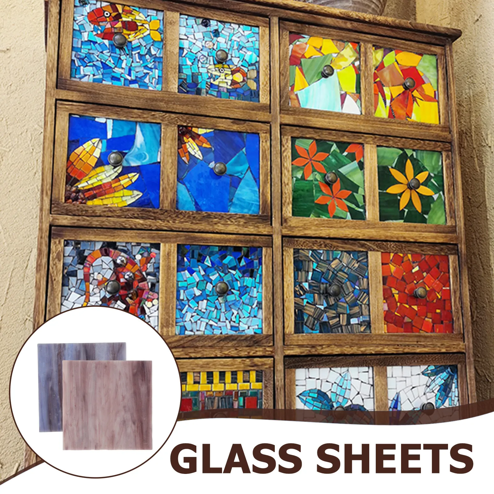 2Pcs Colorful Mosaic Glass Pieces Stained Glass Tiles Handmade DIY Craft Supplies for Vase Making Picture Frames Table