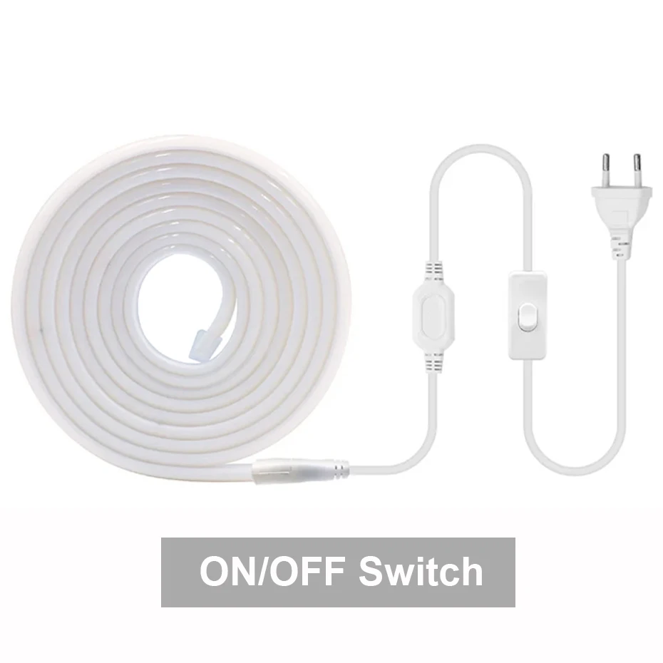 220V COB Neon Light AU EU Switch Plug ON OFF Waterproof Flexible 1-30m Led Strip Lights 288Leds/m Led Tape For Kitchen Garden