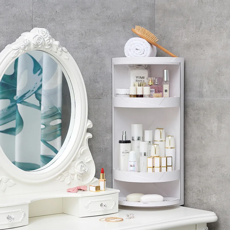 

2Layer Bathroom Corner Storage 360 Rotating Wall-Mounted Shelf Shampoo Cosmetics Kitchen Household Bathroom Storage Accessories