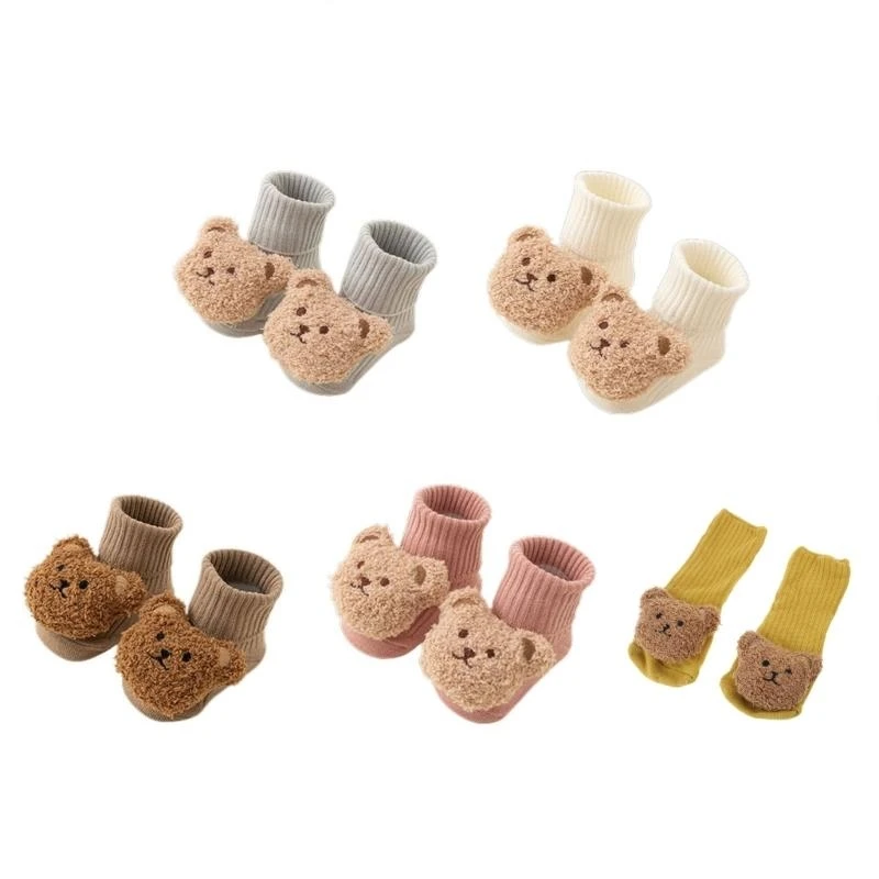 

M76C Нескользящие носки Нескользящие хлопковые носки-тапочки для детей Дышащие эластичные манжеты Обувь для малышей, обучающихся