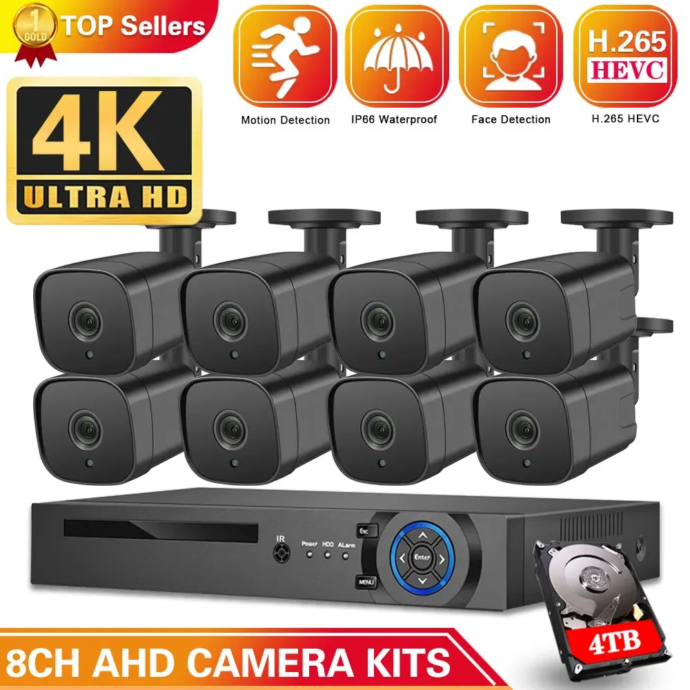 

New Super Full HD 8CH AHD 8MP Home Outdoor CCTV Camera System 8 Channel video Surveillance security camera kit 8ch 4K AHD DVR