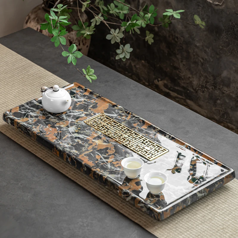 

Tea tray marble light luxury new drainage simple household kung fu tea tray Apartment furniture
