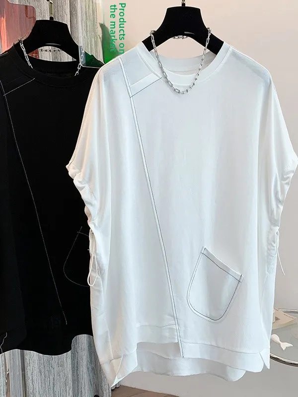 

Новая летняя свободная повседневная футболка Batwing Sve для похудения больших размеров ort Sve Универсальная хлопковая круглая футболка Ne Regular Length