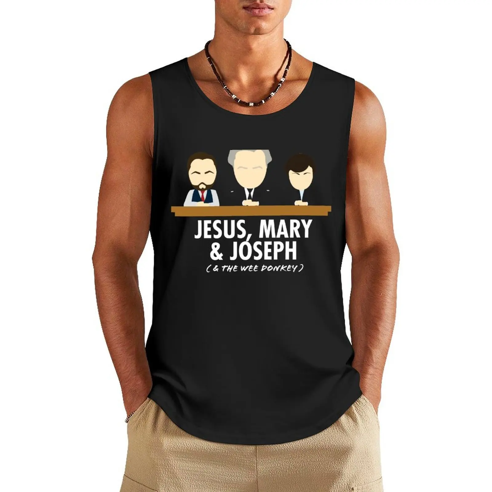 Jesus, Mary, Joseph & the Wee Donkey Tank Top male top Men's sleeveless gym t-shirts man men gym