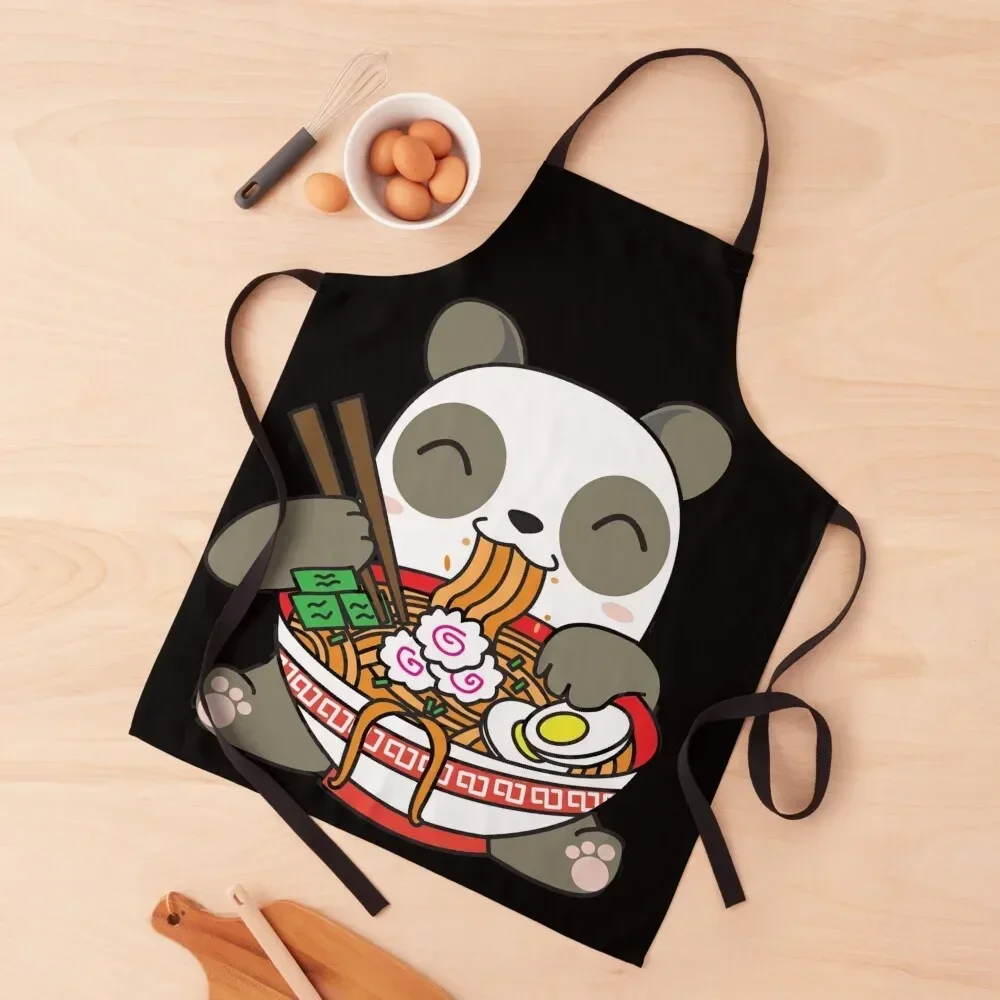 

Cute Kawaii Panda Eating Ramen Noodles Apron Useful Things For Kitchen Household Items Bib For Kitchen Apron