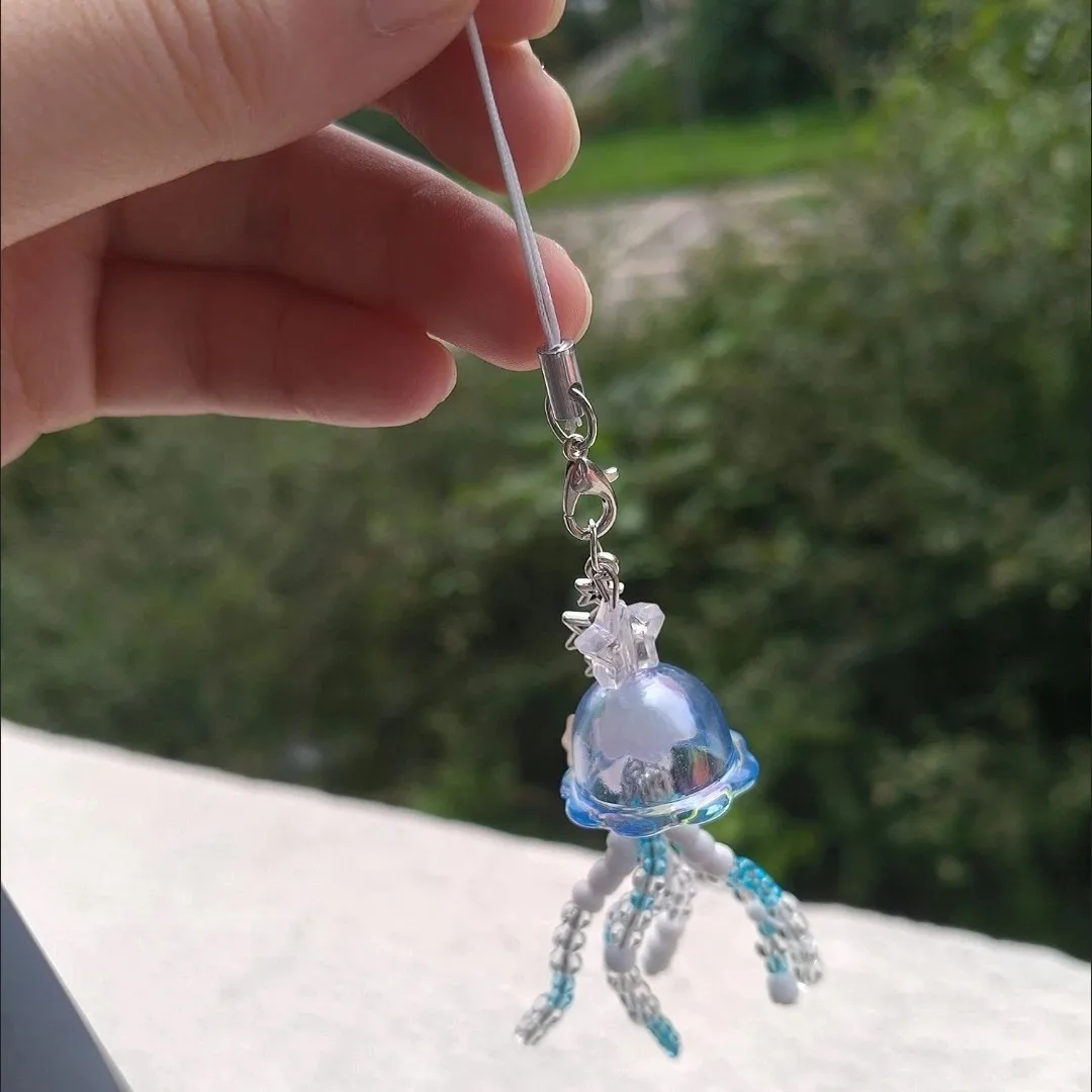 

Cute Phone Lanyard Creative Creative Keychain Decoration Jellyfish Pendant Keychain Decorative Wind Chime Jellyfish Keychain