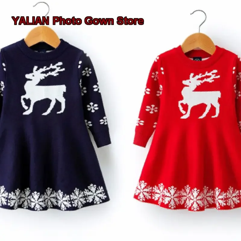 Girls Knit Dress Baby Girl Wool Pullover Stylish Autumn Base Layer Dress Princess Style Girls’ Skirt Kids