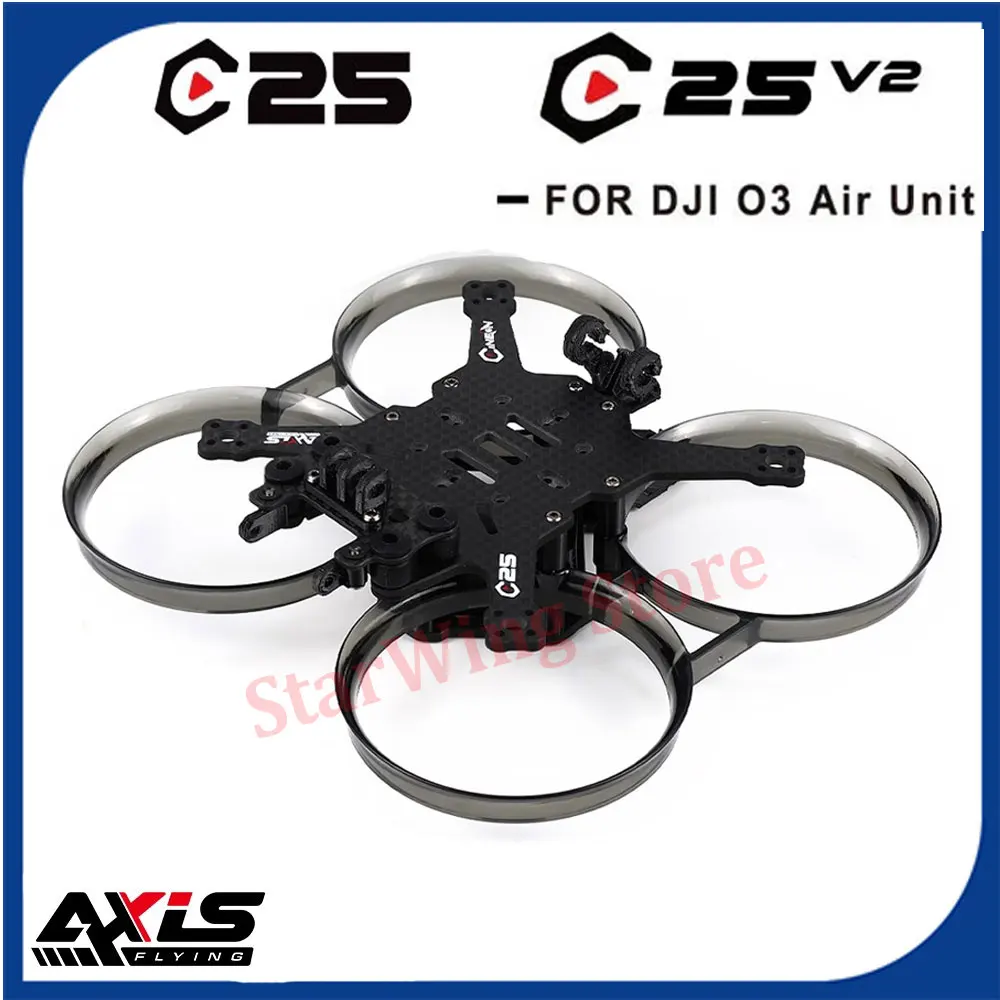 

Axisflying C25/C25 V2 2.5inch Carbon Fiber FPV Drone Frame KIT Cinewhoop Support O3 Air Unit For RC FPV Freestyle Drone